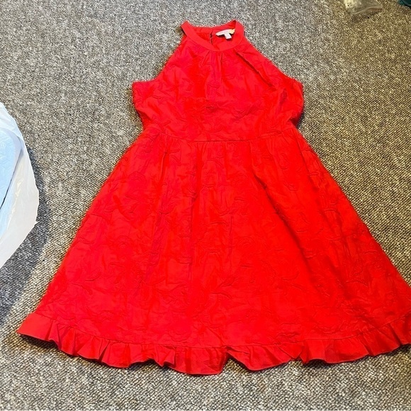 Ted Baker London Lorene Halter Neck Dress Red 100% Cotton Size 3 C - Picture 4 of 10